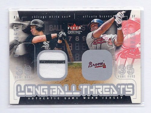 2003 Fleer Genuine Longball Threats Magglio Ordonez Chicago White Sox Game Used Jersey Andruw Jones Atlanta Braves