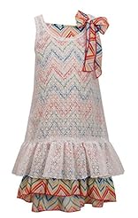 Girls  Sequined Lace Applique Dots Print Knee Length Sleeveless Chiffon/Polyester/Spandex/Knit  Dress With a Bow(s) and a Sash 
