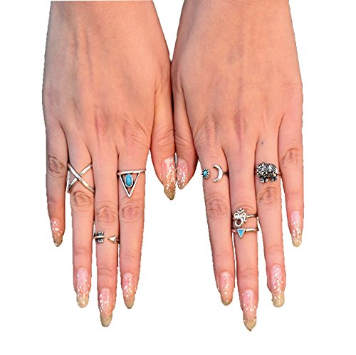 Cougars-Choice-8-Pcs-Turkish-Arrow-Moon-Turquoise-Joint-Knuckle-Nail-Midi-Ring-Set-Boho-Ring-Set