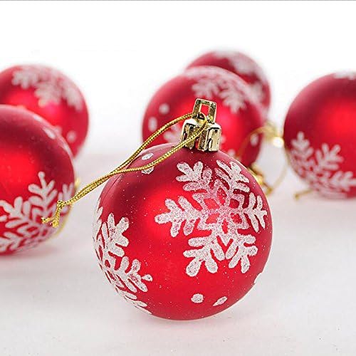 6pcs Christmas Ornaments Round Xmas Tree Ornamets Hanger Christmas Decoration Balls 6cm (Red)
