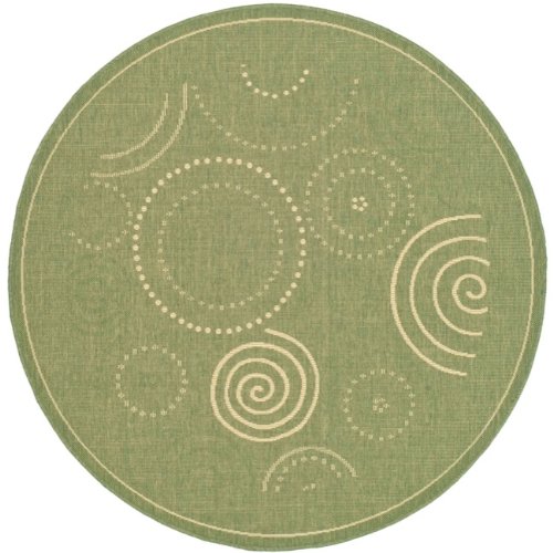 Safavieh CY1906-1E06 Courtyard Collection Olive and Natural Indoor/Outdoor Round Area Rug, 6-Feet 7-Inch