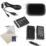 Digital Camera Battery Charger with Car Adapter + Standard Lithium-Ion Battery + USB Type A Male to Kodak U-8 Male + Black Digital Camera Zipper Pouch Case + Universal LCD Screen Protectorfor Kodak M Series EasyShare M380