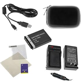 Digital Camera Battery Charger with Car Adapter + Standard Lithium-Ion Battery + USB Type A Male to Kodak U-8 Male + Black Digital Camera Zipper Pouch Case + Universal LCD Screen Protectorfor Kodak M Series EasyShare M380