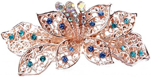 LUNA Womens Crystal Rhinestone Butterfly Hair Accessories Clips Pins Barrettes Blue