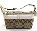 AUTHENTIC COACH SIGNATURE STRIPE SMALL TOP HANDLE/COSMETIC POUCH 41206 (Khaki/White)