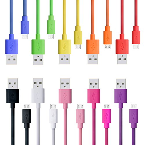 Micro USB Charger, Pvendor 10 Pack of 2M 6 Feet Tangle-free High Speed Micro USB 2.0 Charging and Sync Data Cable Cord For Samsung Galaxy Note 1 2 4 S2 S6 edge plus , HTC, Motorola, LG Optimus G3, Nokia, PS4, Xbox one Most Android Tablets, and other Android Smart Phone