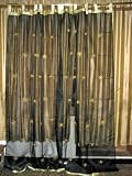2 Organza Black Gold Embroidered Sari Curtains Drapes Panel Sheers 96 Tabs