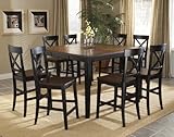 Hillsdale Englewood Rectangle Counter Height 9-Piece Dining Set, Rubbed Black with Brown Cherry Finish, Set Includes 1-Table and 8 Stools