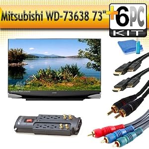purchase the most common Mitsubishi-WD-73638-73--1080p-3D-Ready-DLP-HDTV-with-9-Outlet-Surge-Protector--amp--5pc-Hook-Up-Kit--2-6FT-HDMI-Cables-6FT-Audio-Interconnect-Cable--6FT-Component-Cable--TV-Cleaning-Kit- greatest for money cheaper consumer reviews