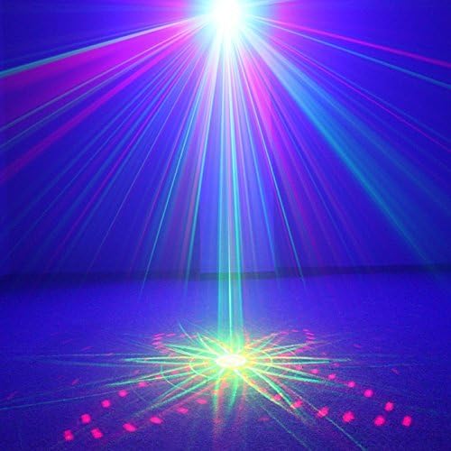 SUND Mini 3 Lens 20 Patterns Club RG Laser BLUE LED 3W Stage & DJ Lighting 300mw Show Red Green Projector Light Xmas Home Holiday Party Decorations(AZ20RG)