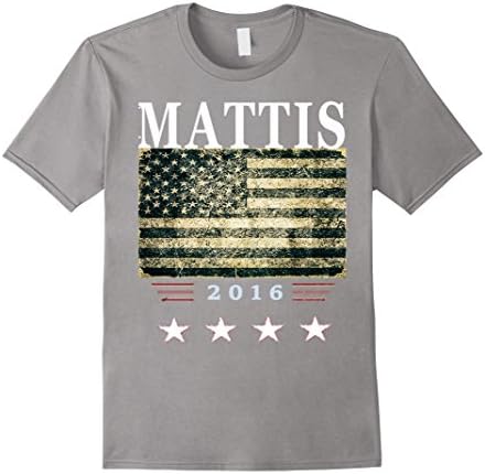 Men's Mattis 2016 American Flag Shirt - Mad Dog Jim Mattis Tee XL Slate