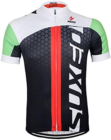 Men's Breathable Cycling Jersey Short sleeves Bike Riding Jacket WSO104 Black And Green S