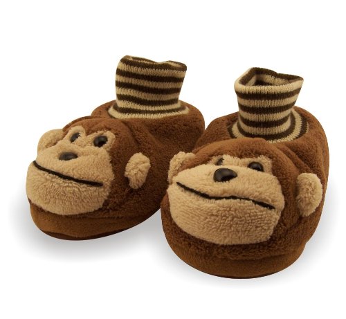Animal Monkey Toddler Sock Top Bootie Brown Slippers