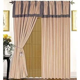 Murano Micro Suede Curtain Set w  Valance Sheer Tassels by KingLinen