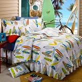 White Blue Orange Red Yellow Teens Full 6 Piece Surfing Surfboard Quilt Set