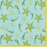 Caspari Set of Two Seafriends Cocktail Napkins packages, 20 per package