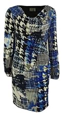 Cowl Neck Long Sleeves Houndstooth Print Jersey/Polyester/Spandex  Dress