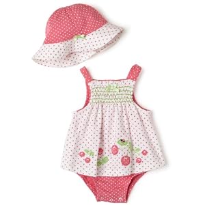 Little Me Cherry Popover with Hat, Pink Print