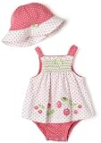 Little Me Cherry Popover with Hat, Pink Print