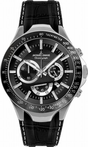 Jacques Lemans Sports Herren-Armbanduhr XL Dakar Chronograph Leder 1-1661A