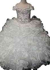 Girls  Organza Floor Length Lace Sequined Crystals Crystal Off the Shoulder Spaghetti Strap  Ball Gown Flower-Girl Dress/Pageant Dress 