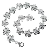 925 Silver Plumeria Link Bracelet Hawaiiain Jewelry