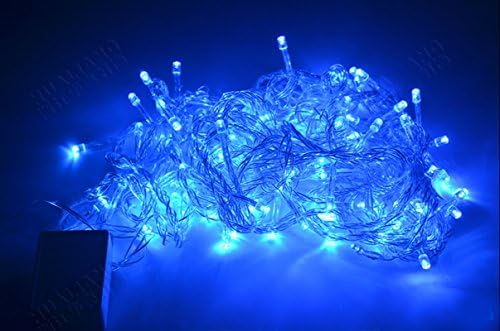 Gorgeouseve 8 Modes 10m 100 Bright LED Waterproof Outdoor String Lights Xmas Decorations Lights Idea Colorful Led Holiday Lights for Festivals Home and Garden with 110v Plug (Blue, 10M)