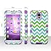 ULAK Galaxy S5 Case, 3-Piece Shock Absorbing Dual Layer Protective Case with Soft Silicone Skin Hard PC Grip Cover for Samsung Galaxy S5 (2014) Green Wave + Purple