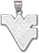 West Virginia Mountaineers Solid Sterling Silver ''WV'' State Shaped Giant Pendant