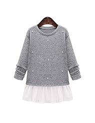 Cotton/Knit Flared-Skirt Sweater Spring Jumper/Mini Dress 