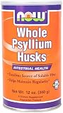 NOW Foods Psyllium Husk Whole,  12 Ounce Canister (Pack of 4)