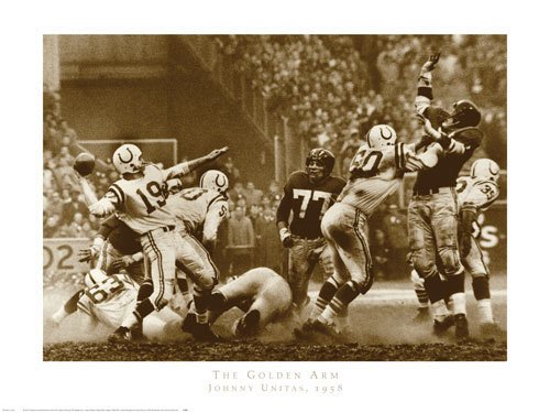 Johnny Unitas, The Golden Arm, Lithographic Print By Robert Riger