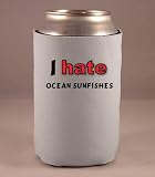 Custom Beverage Can / Bottle Cover (Coolie) with I Hate Ocean Sunfishes