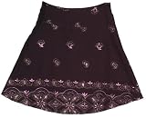 Border Print Skirt/embroidered border/chocolate brn and pink