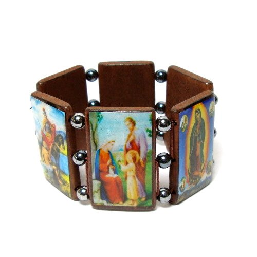 Religious Saints Bamboo Thick Tile Stretch Bracelet