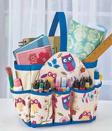 Retro Owl Craft Organizer Tote Bag