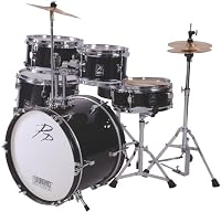 P.P. 5 Piece Junior Drum Kit, Black by Performance Percussion