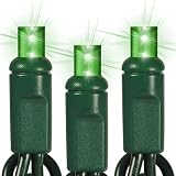 Green - 50 LED Bulbs - Wide Angle Lens - Length 25 ft. - Bulb Spacing 6 in. - Green Wire - Polka Dot Christmas Mini Light String - Superior Holiday Lighting 1100028