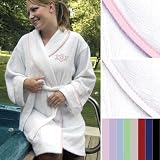 Terry Cloth Spa Robe Pink Trim