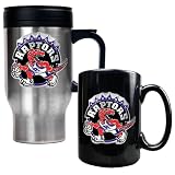 NBA Toronto Raptors Stainless Steel Travel Mug & Black Ceramic Mug Set - Primary Logo