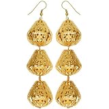 4 Long Filigree Bauble Earrings In Gold with Gold Finish