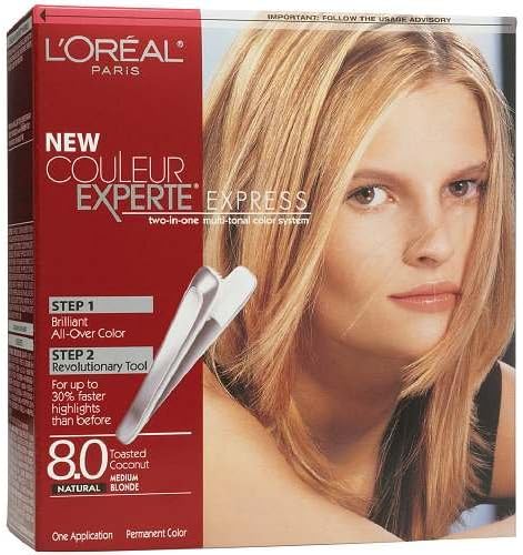 L'Oreal Paris Couleur Experte Express Easy 2-in-1 Color + Highlights, Medium Blonde Toasted Coconut 8 1 ea (Pack of 2 )