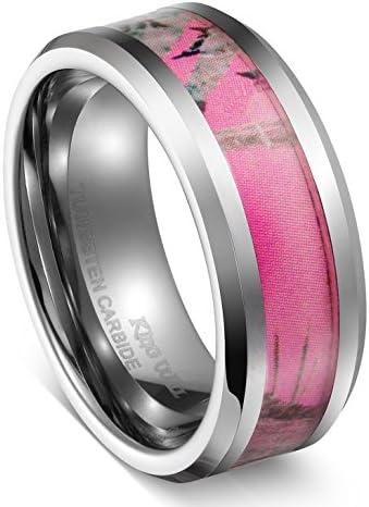 8mm Tungsten Carbide Ring Surface Inlaid with Red Wood Black/Blue/Gold