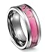 King Will 8mm Tungsten Carbide Ring Women's Camo Hunting Camouflage Wedding Band Pink Tree Any Size