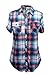 Women's Short Sleeves Button Down Plaid Checkered Shirts