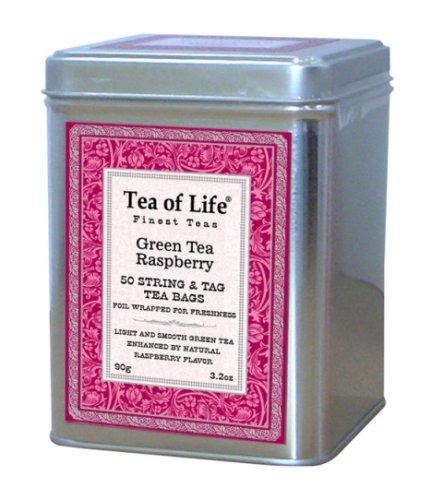 Tea Of Life Green Tea Series,Raspberry, 50-Count, 3.1-Ounce Tin (Pack of 12) by Tea Of Life