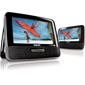 Philips PET7402D/05 Dual 7-inch Screen Portable DVD Player with Car Mounting Pouch - Black