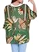 Allegra K Women's Scoop Neck Feather Chiffon Plus Size Blouse Batwing Top L Green