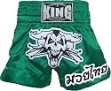 KING Martial Arts Green Satin Skull Muay Thai Boxing Shorts - Small