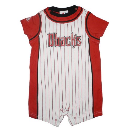 MLB Arizona Diamondbacks Baby / Infant One-Piece Bodysuit / Romper / Onesie with Embroidered Logo - White & Red (Size: 18M)